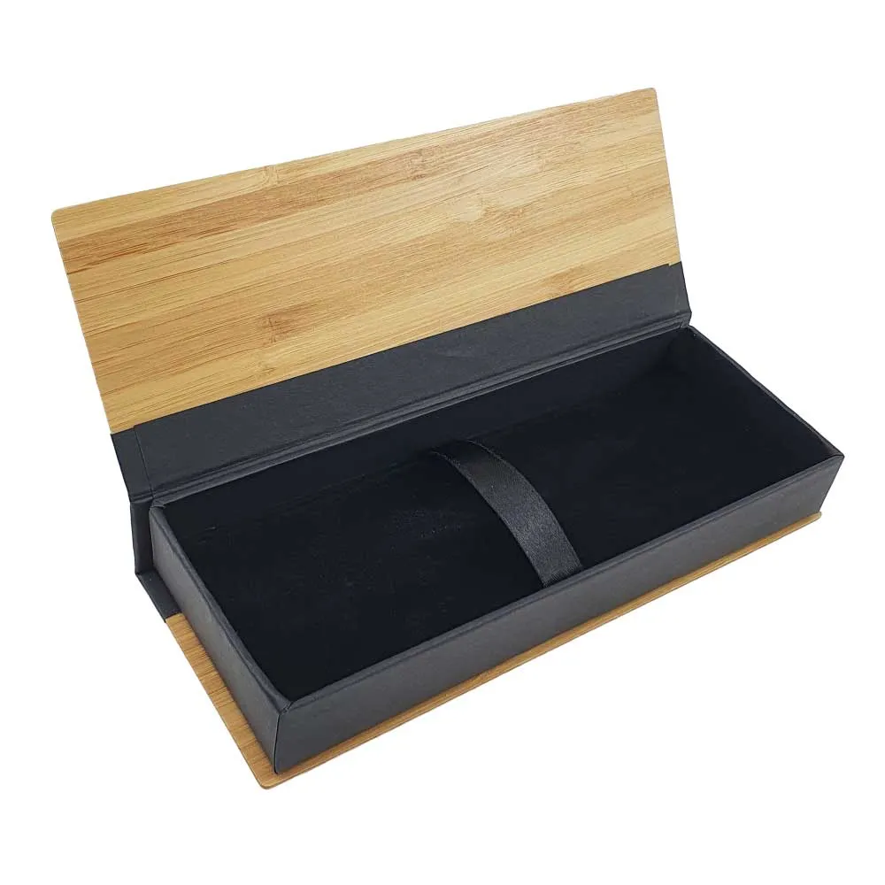 Bamboo Pen Box With Velvet Interior