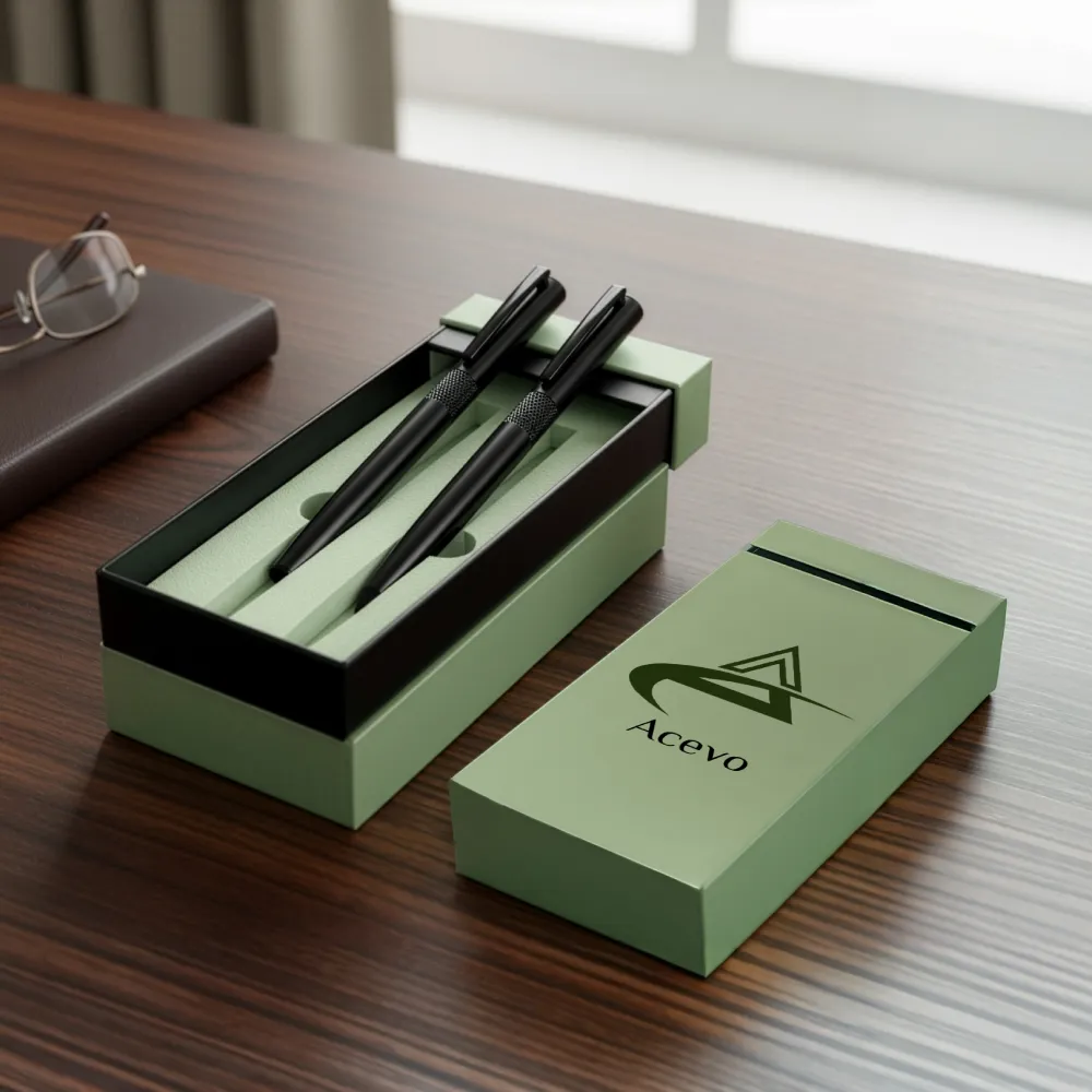 Dual Pen Box Slide To Open In Hard Cardboard Material For Pen Gift Sets