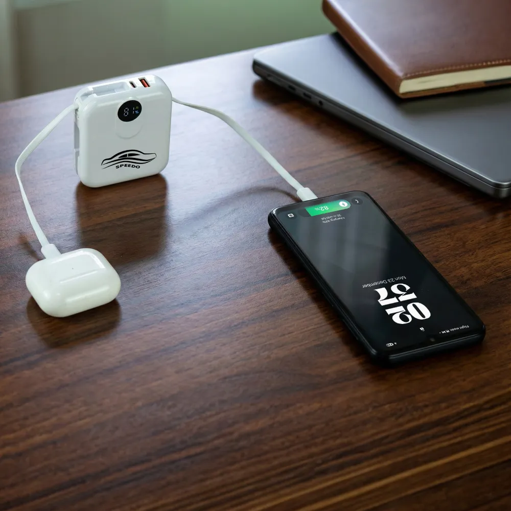 Fast Charging Digital Powerbank (38.5Wh, Built‑in Type‑C, 10K mAh)