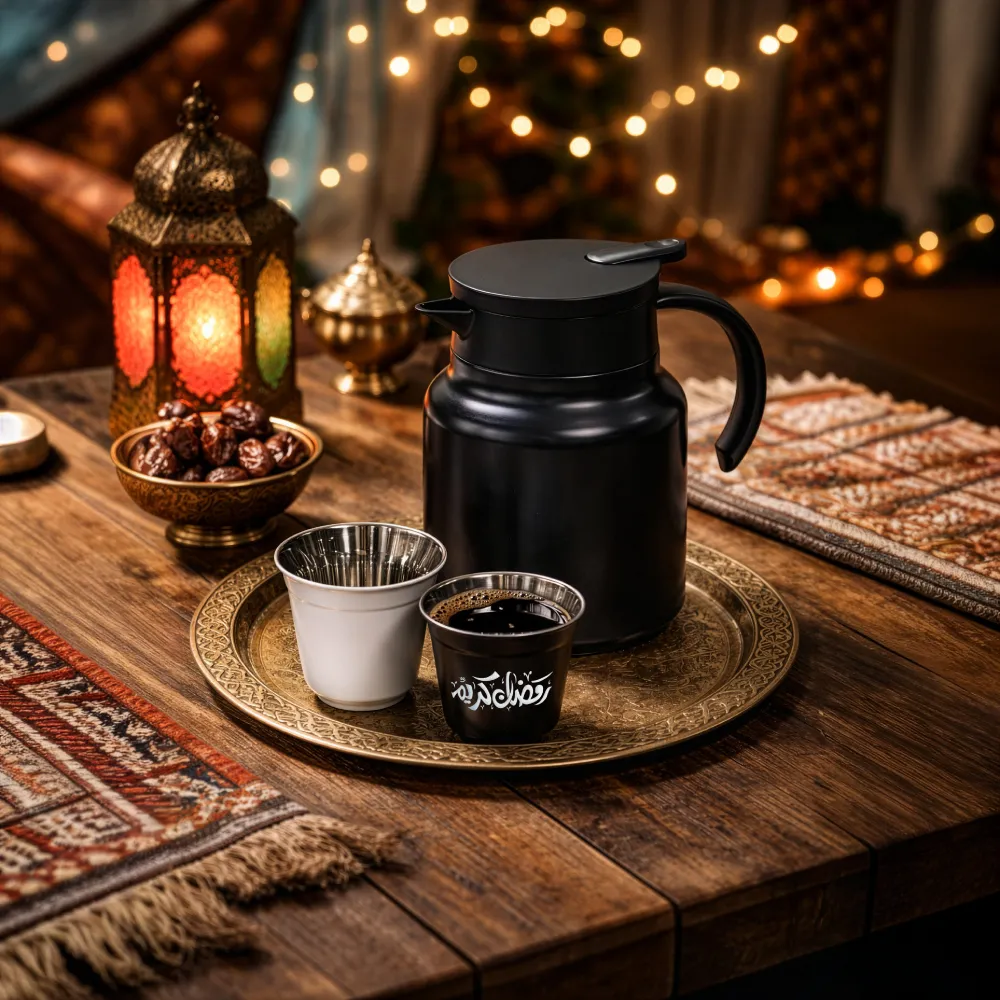Gahwa Cups, Stainless Steel Arabic Coffee Cups, 80ml In White Carton Box