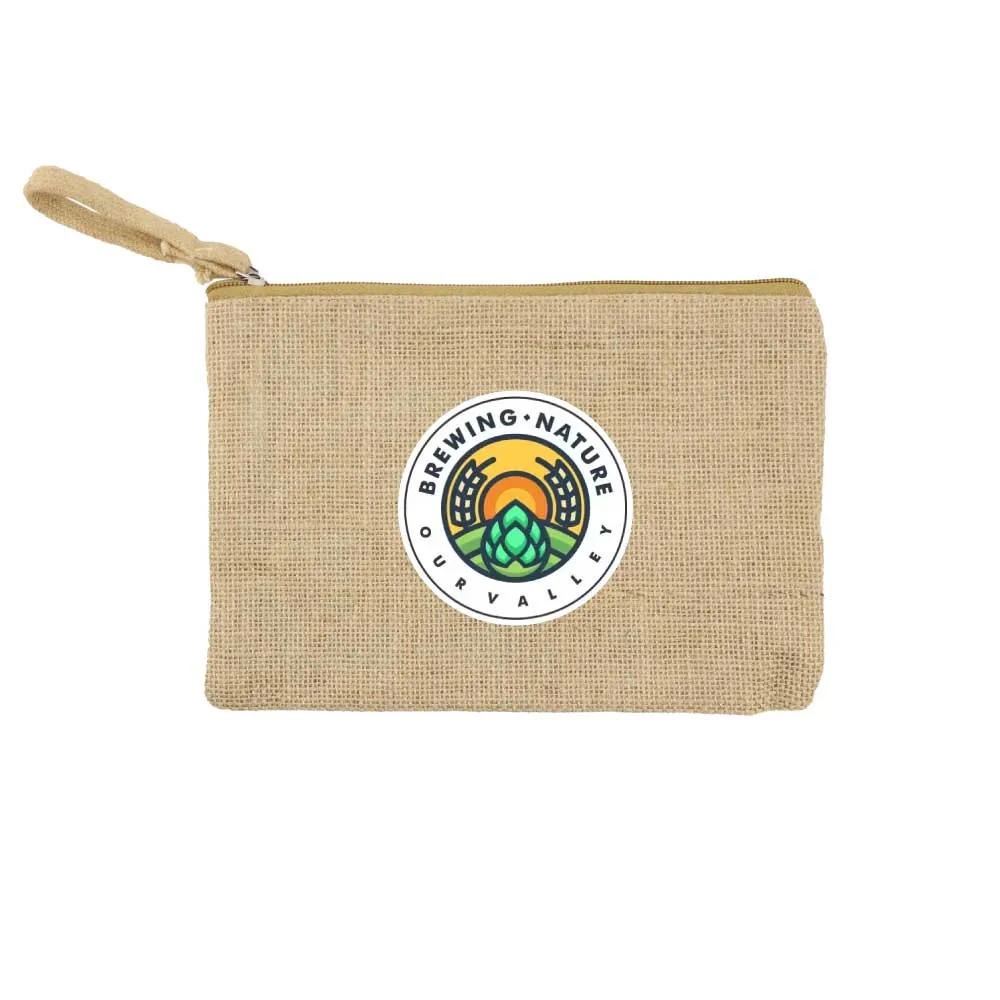 Natural Jute Zipper Pouch For Organizing Storage
