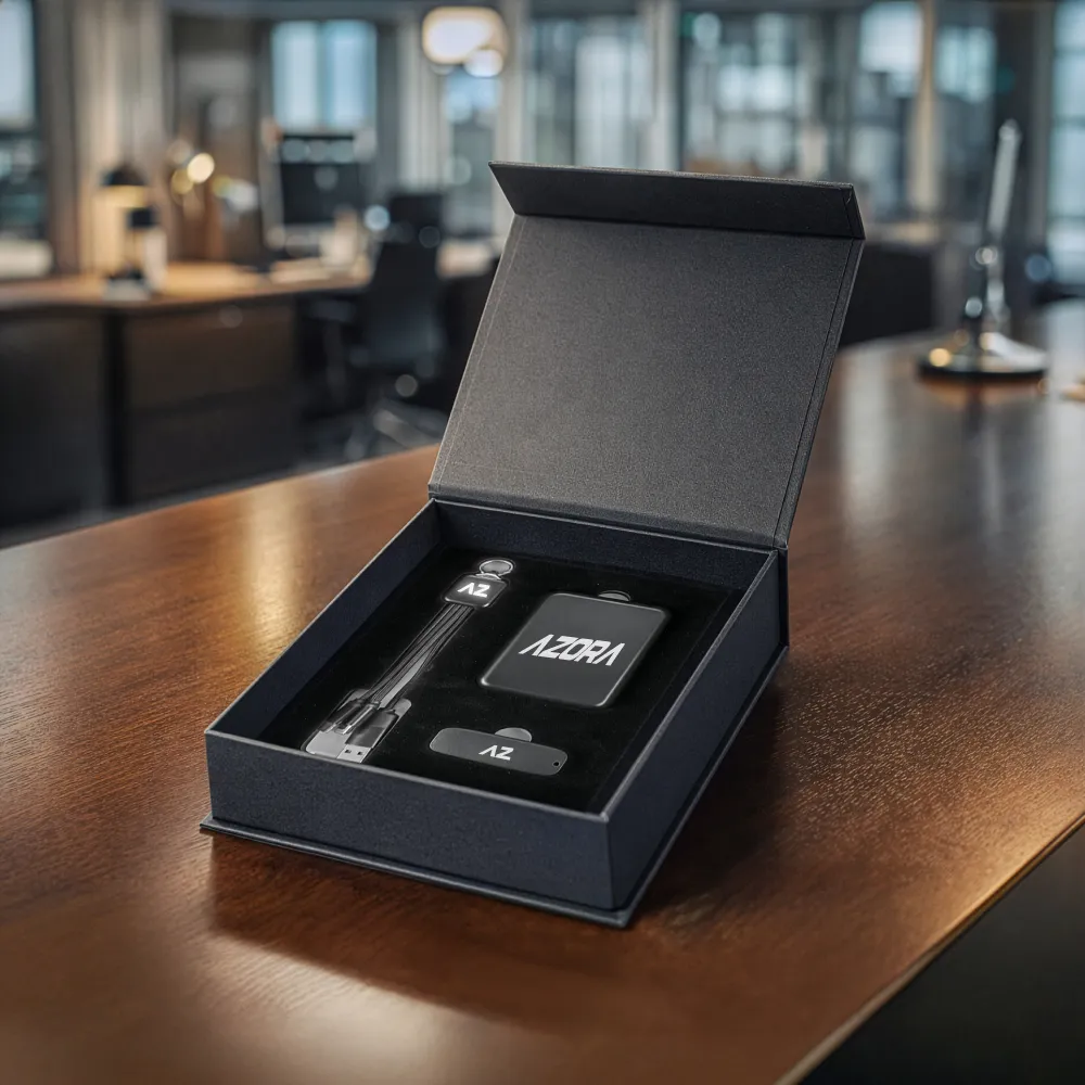 Premium Corporate Tech Gifts in Black Magnetic Closure Gift Box