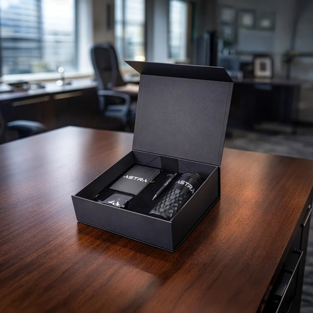 Premium Promotional Gift Sets in Black Magnetic Closure Gift Box